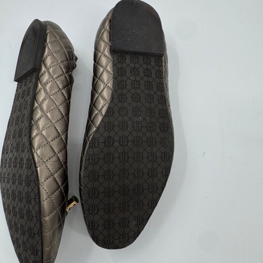 Lilly Pulitzer Quilted Bronze Ballet Flats Bow Accent & Elastic Backing Size 7 - Picture 3 of 8